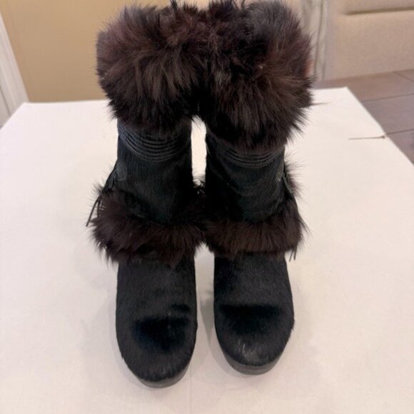 Tecnica Black Goat Fur Cow Hair Apres Ski Winter Boots EUR 38 Women’s Size 7.5 - Picture 5 of 11